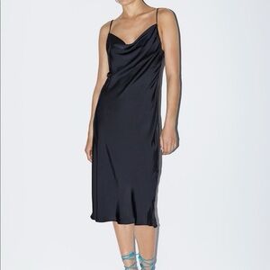 Elegant Black Satin Slip Dress